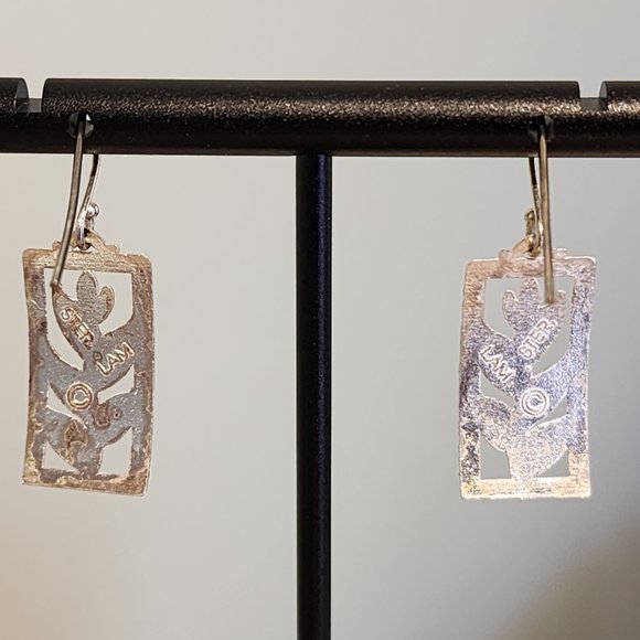 Leighton Lam Design "Heliconia" Sterling Silver Earrings from Hawaii - Picture 4 of 5